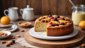 Bolo de Amêndoas Low Carb com Recheio de Frutas Secas