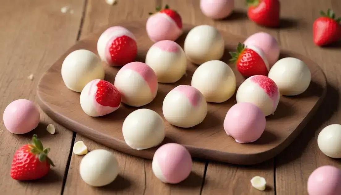 Bombons de Morango com Chocolate Branco