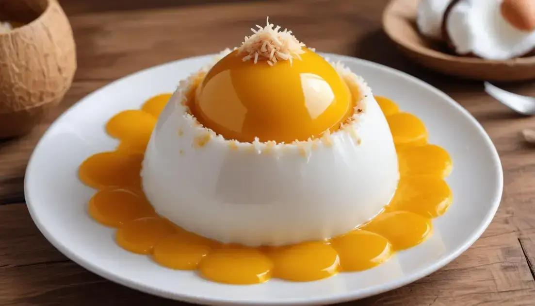 Quindim Tradicional, Doce brilhante de gema, coco e açúcar — textura cremosa e irresistível.